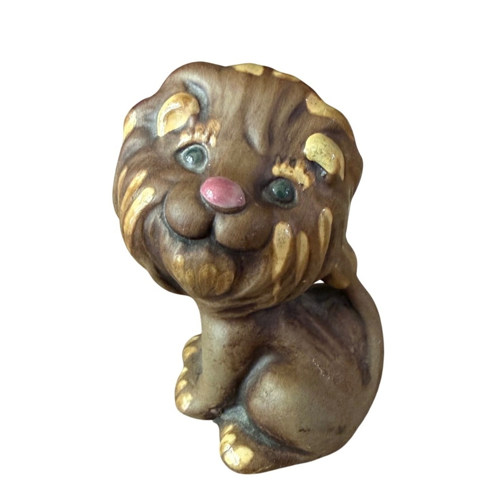 Vintage Lion Figurine Ceramic Animal Statue Mid Century Kitsch Decor Marked USA